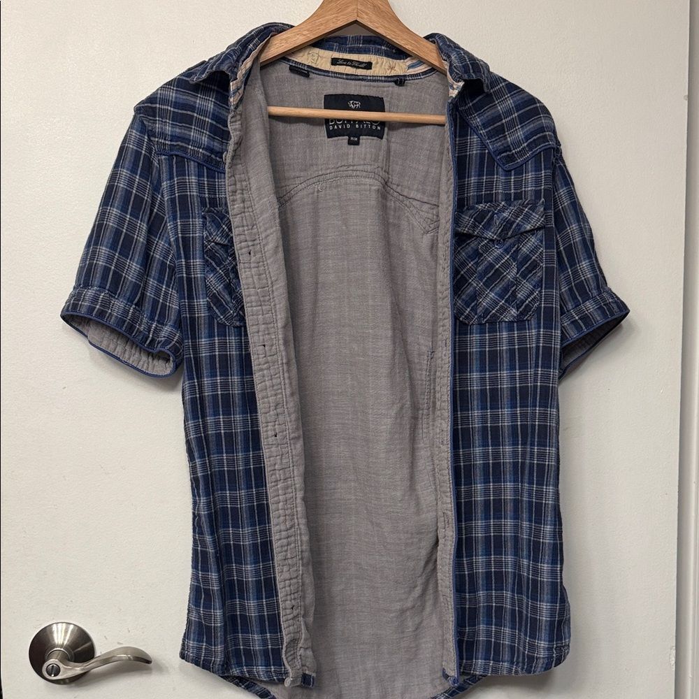 Buffalo David Bitton Navy Plaid Button Down Shirt Mens Size M - Picture 2 of 10